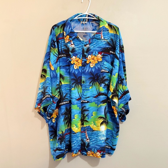 3/$10⚡️Jamacian Tropical Beach Palm Tree Print Button-Up Plus Size Shirt - Picture 1 of 11